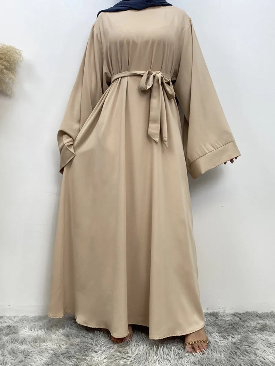 Muslim Women Arabic Dubai Eid Abaya Plus Size Long Dress Modest Ramadan Solid Color Prayer Robe Kaftan Femme Islamic Clothing