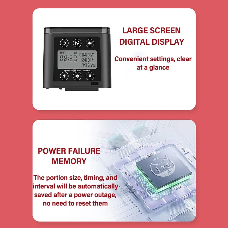 Fish Feeder Automatic LED LCD Screen Automatic Feeder 320ml Large Capacity Smart Timing Feeder Fish Turtle Food Fish Feeding