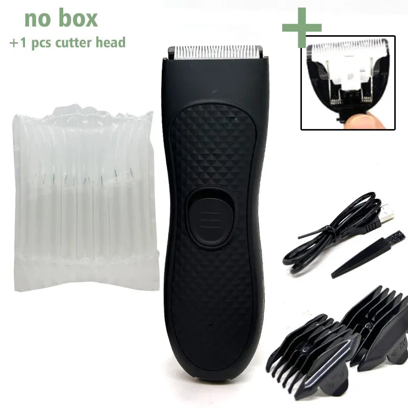Men's Electric Groin Hair Trimmer Pubic Hair Trimmer Body Grooming Clipper for Men Bikini Epilator Rechargeable Shaver Razor