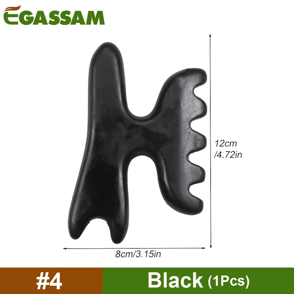 Gua Sha Facial Body Massage Tools, Gua Sha Bian Stone, Gua Sha Stone with Ridges, Gentle Gua Sha Scraping Massage Tool Black