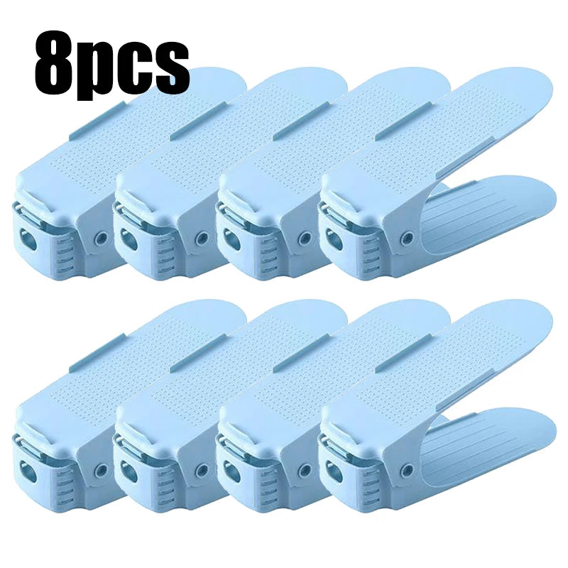 8pcs Adjustable Shoe Stacker Double Shelf Space Savers Shoe Slots Organizer Shoe Slots Shoe Rack Holder for Closet Organization