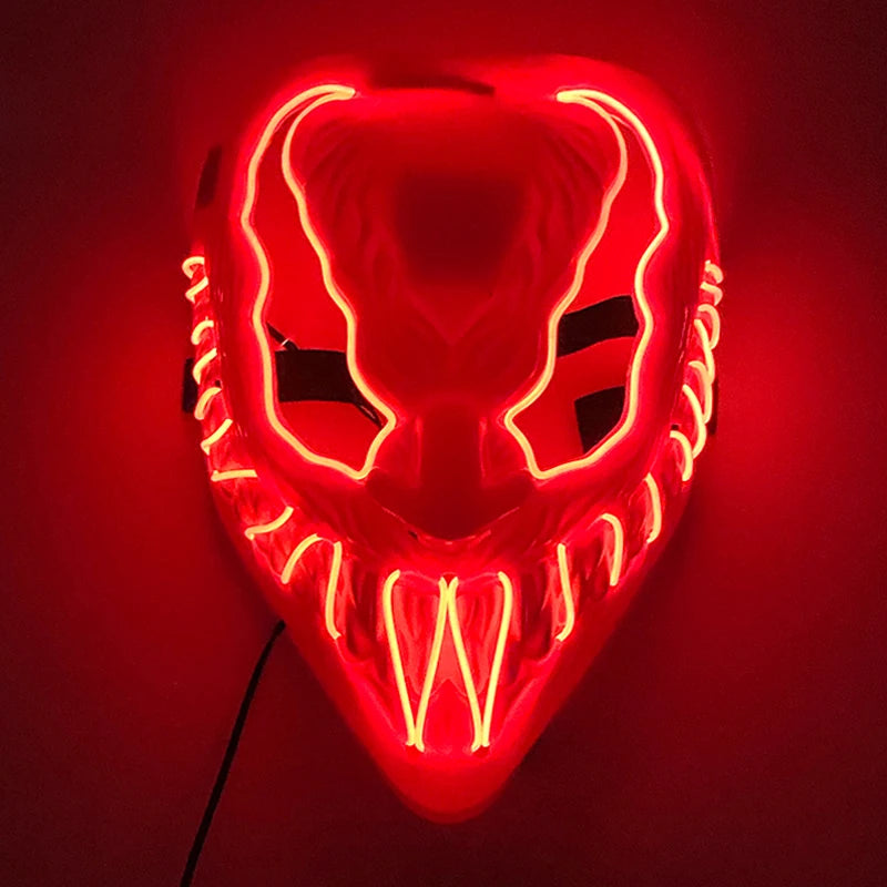 Hot Sales Halloween Horror Mask LED Neon Light up Mask Carnival Party Scary Mask Cosplay LED Mask Glow Party Supplies Dropship