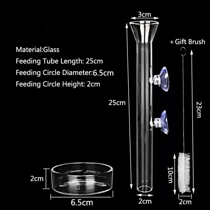 Glass Aquarium Feeder Tube Dish Transparent Fish Tank Shrimp Snail Food Feeder Bowl Aquarium Feeding Accessories Shrimp Feeders