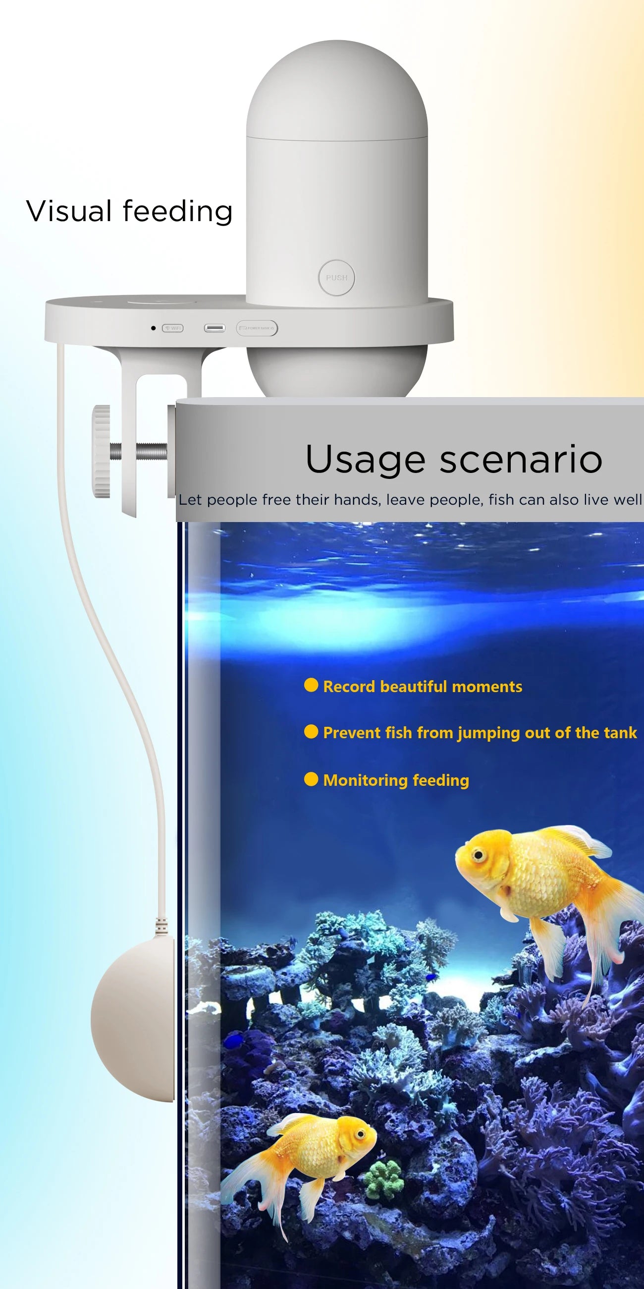 New Aquarium Fish Feeder  2K High-definition Camera  With WiFi Wireless application and Timed Feeders for Automatic Fish Feeder