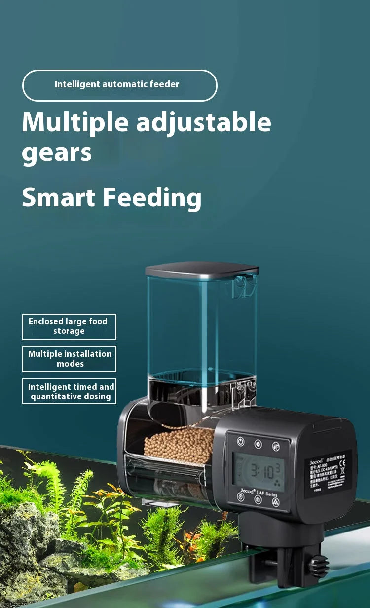 Jietao Smart Fish Tank Feeder for Ornamental Fish, Automatic Food Dispenser with Timer, 500ml Large Capacity