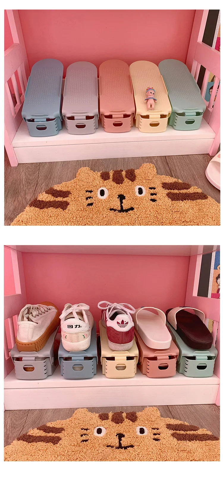 8pcs Adjustable Shoe Stacker Double Shelf Space Savers Shoe Slots Organizer Shoe Slots Shoe Rack Holder for Closet Organization