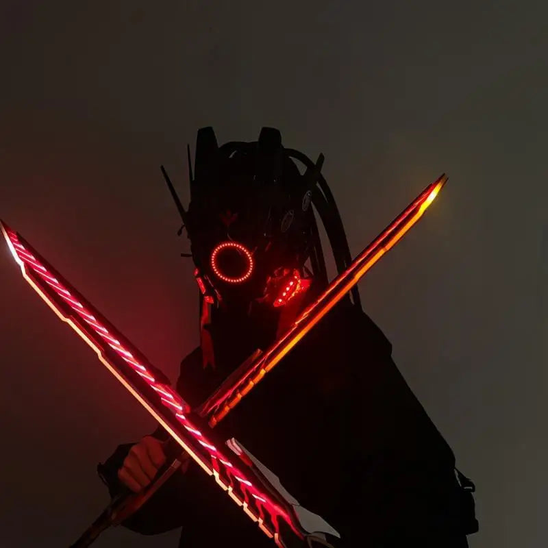Cyber Led Helmet Mask Music-Reactive Futuristic Light-Up Face Cover Cosplay Party Club Rave Festival Usb Rechargeable Adjustable