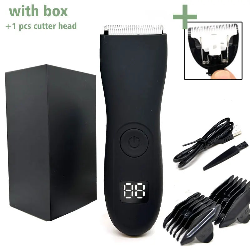 Men's Electric Groin Hair Trimmer Pubic Hair Trimmer Body Grooming Clipper for Men Bikini Epilator Rechargeable Shaver Razor