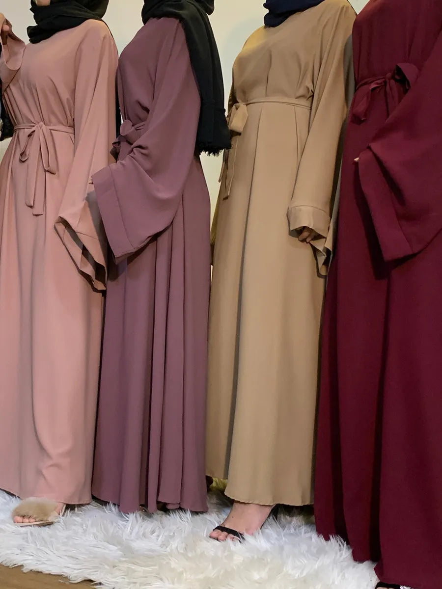 Muslim Women Arabic Dubai Eid Abaya Plus Size Long Dress Modest Ramadan Solid Color Prayer Robe Kaftan Femme Islamic Clothing