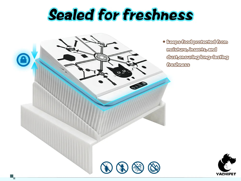 Cat Automatic Feeder Smart Infrared Auto-Opening Pet Bowl Long-lasting Energy with Sealed Lid for Home Outdoor Camping