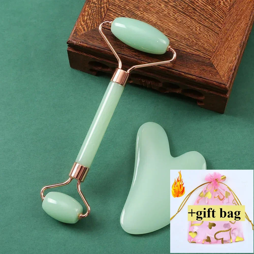 Gua Sha Massage Board for Face Rose Pink Guasha Set Plate Jade Face Massager Scrapers Tools for Face Neck Back Body