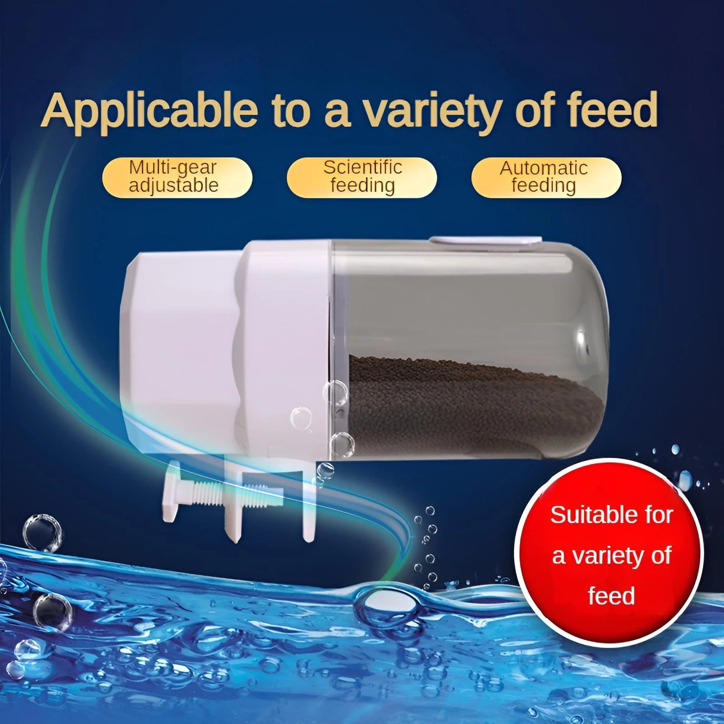 Automatic Fish Feeder with Smart Timer, 3 Feeding Modes, Large Capacity & Quiet for Aquarium Fish/Turtles
