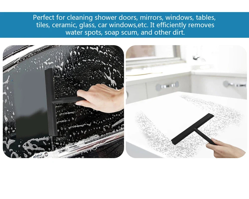 Shower Squeegee  for Glass Door Shower Wall Scraper Cleaner With Silicone Holder Bathroom Mirror Wiper Scraper Glass Cleaning
