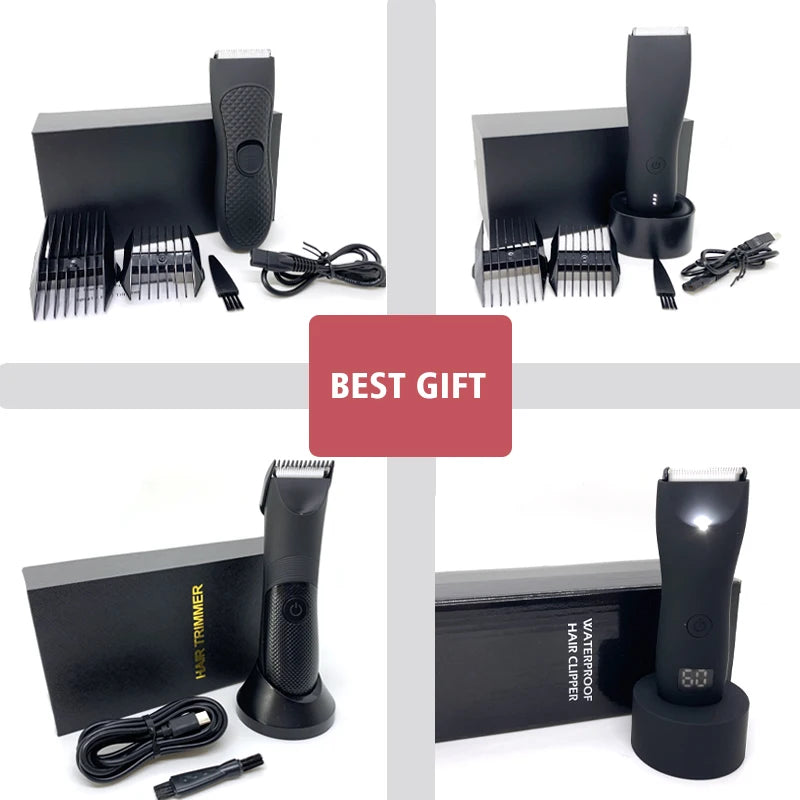 Men's Electric Groin Hair Trimmer Pubic Hair Trimmer Body Grooming Clipper for Men Bikini Epilator Rechargeable Shaver Razor