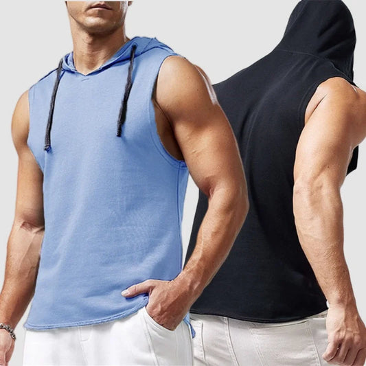 M-3XL Men's Tank Tops Vest Sleeveless Tees Hooded Male T Shirt Gym Exercise Sports Golf Shirt Korean Style Casual Solid Color