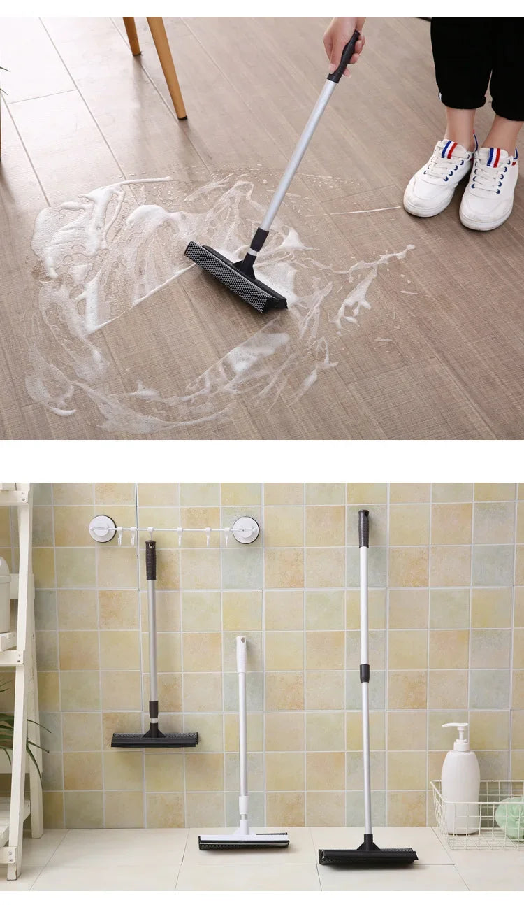 1pc Squeegee Window Cleaner 2 in 1 Retractable Pole Cleaning Window Brush Glass Squeegee Cleaning Tool for Car Shower Glass Door