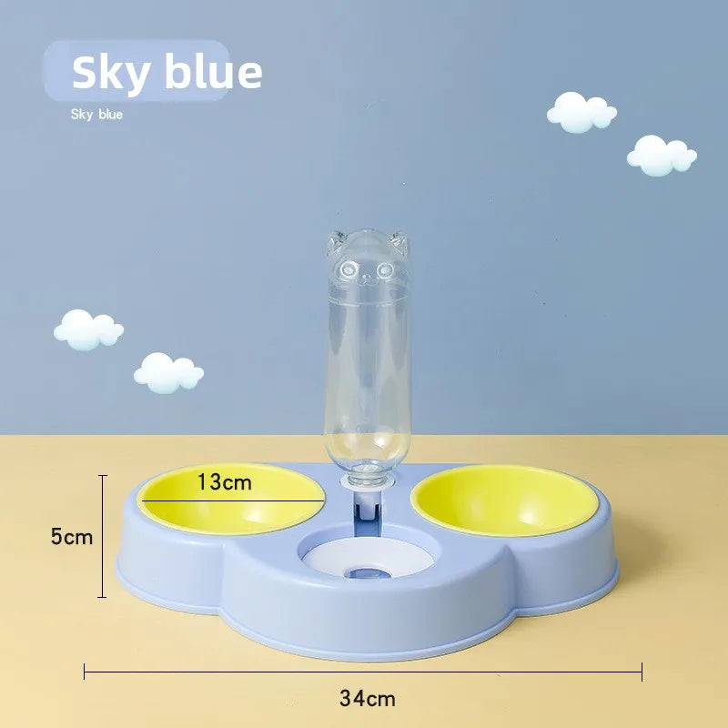 Pet feeding bowl cloud-shaped three bowls of food, snacks, water integrated feeder