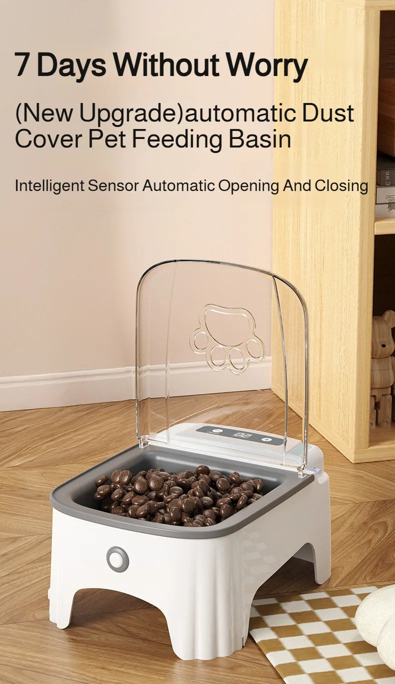 Pet Smart Sensor Feeder Automatic Sensor Open Lid Feeding Machine Cat Food Moistureproof Neck Care Smart Feeder for Small Dog