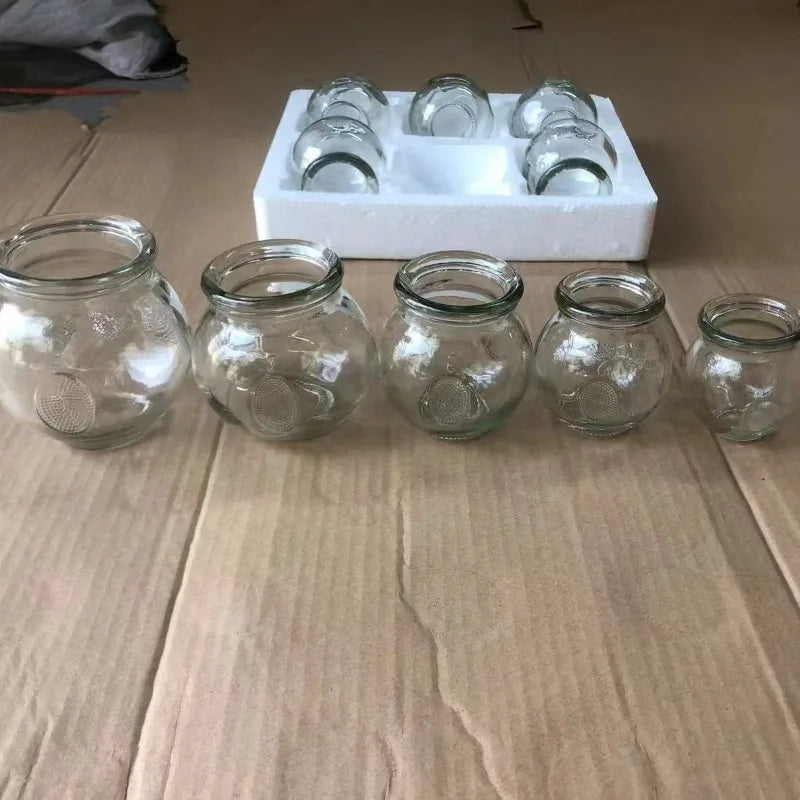 6 Pcs Gua Sha Therapy Cans Body Set Chinese Set Glass Fire Can Hand Tools Appliance Thickened Cupping Cup Massager Scraping Cups