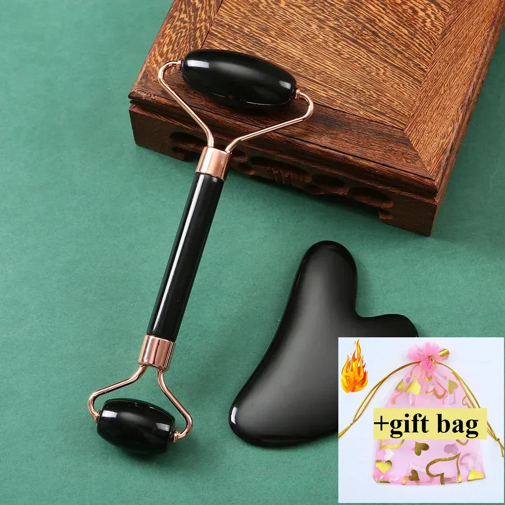 Gua Sha Massage Board for Face Rose Pink Guasha Set Plate Jade Face Massager Scrapers Tools for Face Neck Back Body