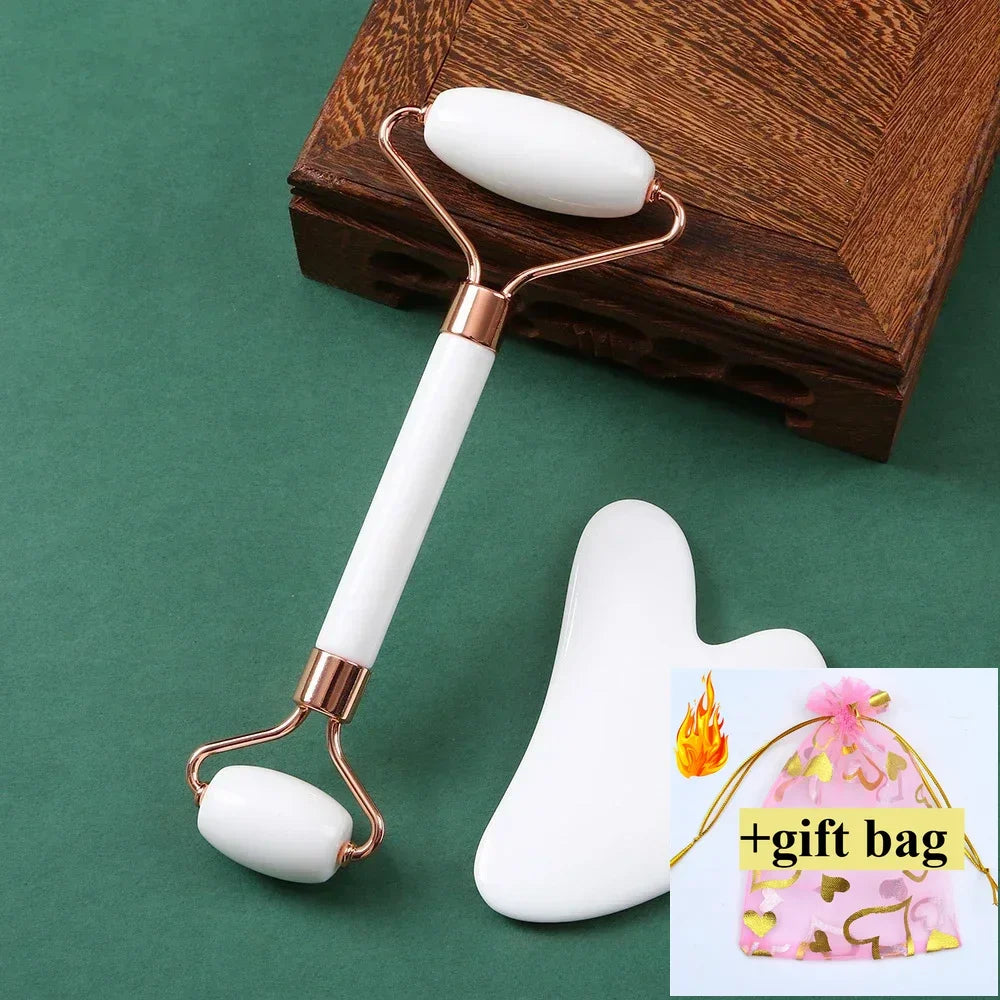 Gua Sha Massage Board for Face Rose Pink Guasha Set Plate Jade Face Massager Scrapers Tools for Face Neck Back Body