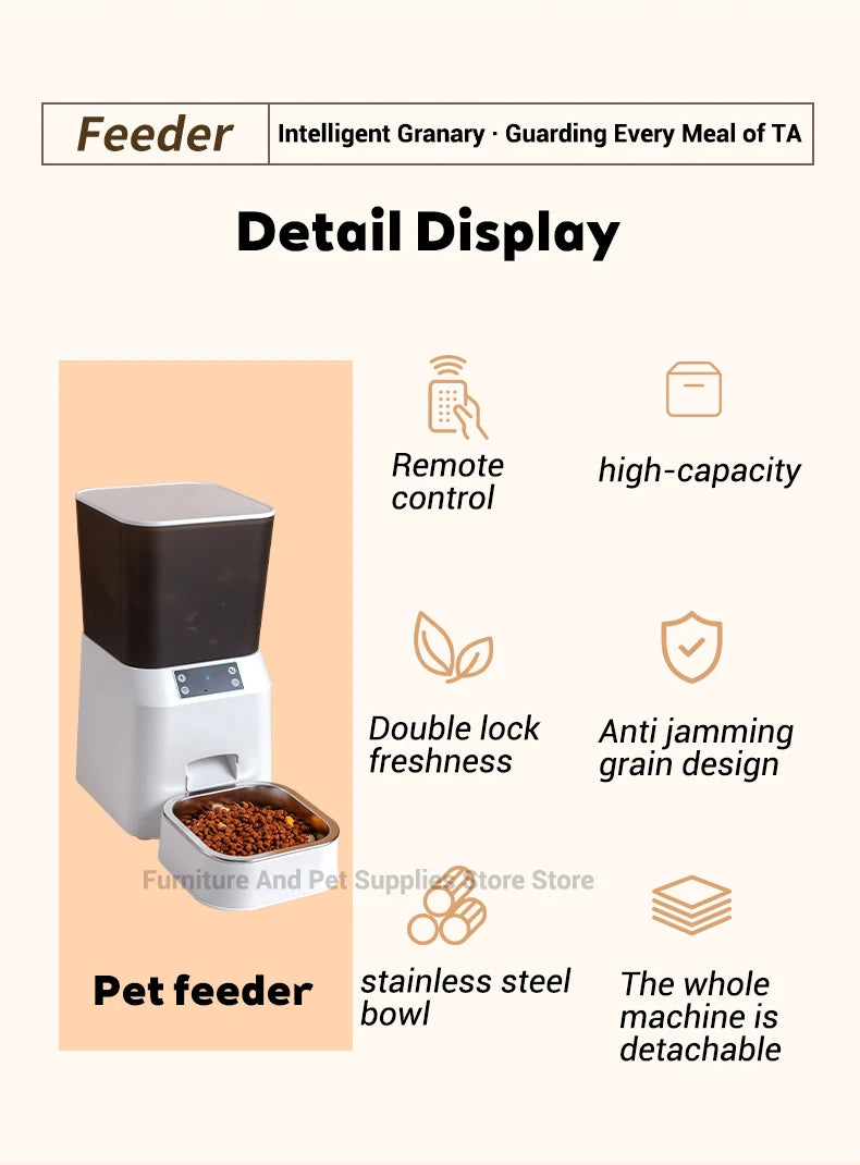 4.5L Smart pet feeder automatic cat feeder dog slow feeder timed and quantified automatic cat food dispenser cat and dog bowl