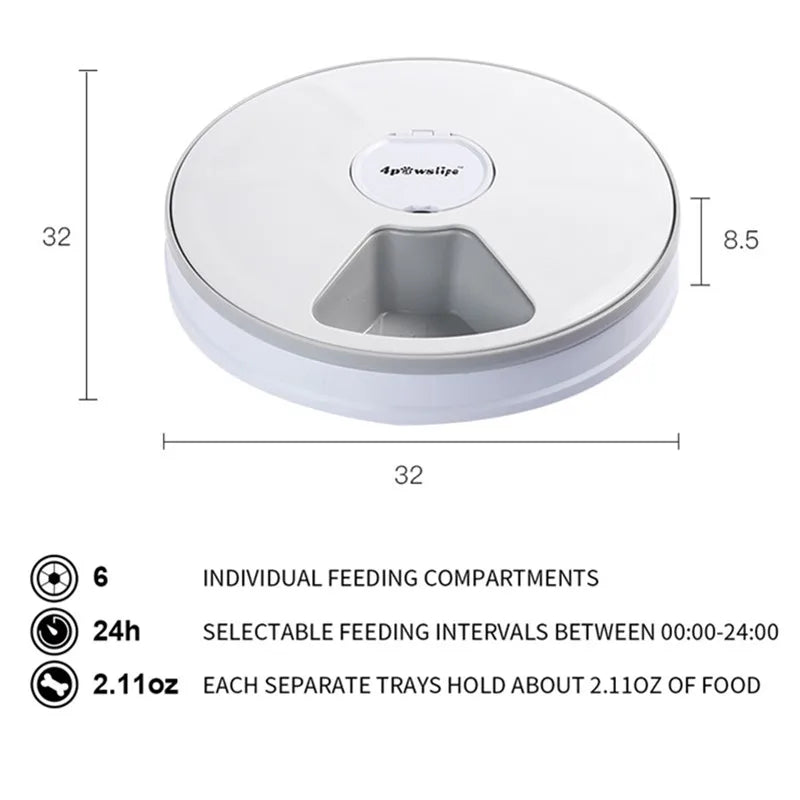 6 Grids Automatic Pet Feeder Smart Cat Food Dispenser For Wet & Dry Food Dispenser Auto Feeder For Cat Dogs