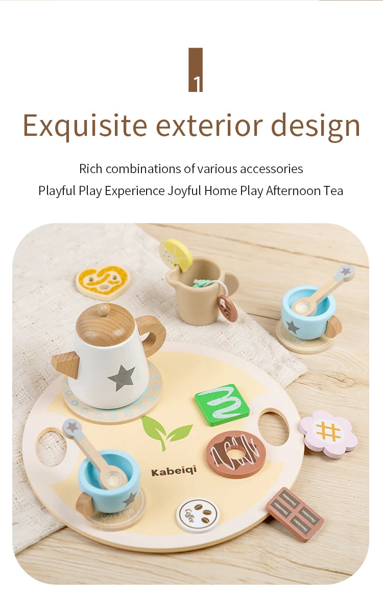 Children's simulation wooden toys, tea set sets, pretend games, baby educational toys, birthday and holiday gifts