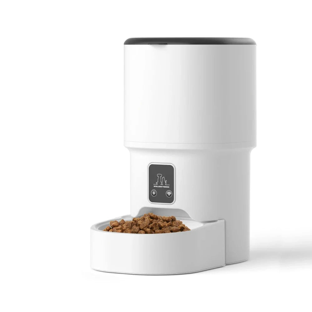 Smart Automatic Pet Feeder 4L APP/Button Control for Cats & Dogs, Timer Feeder with Voice Recorder, Perfect for Travel/Vacation
