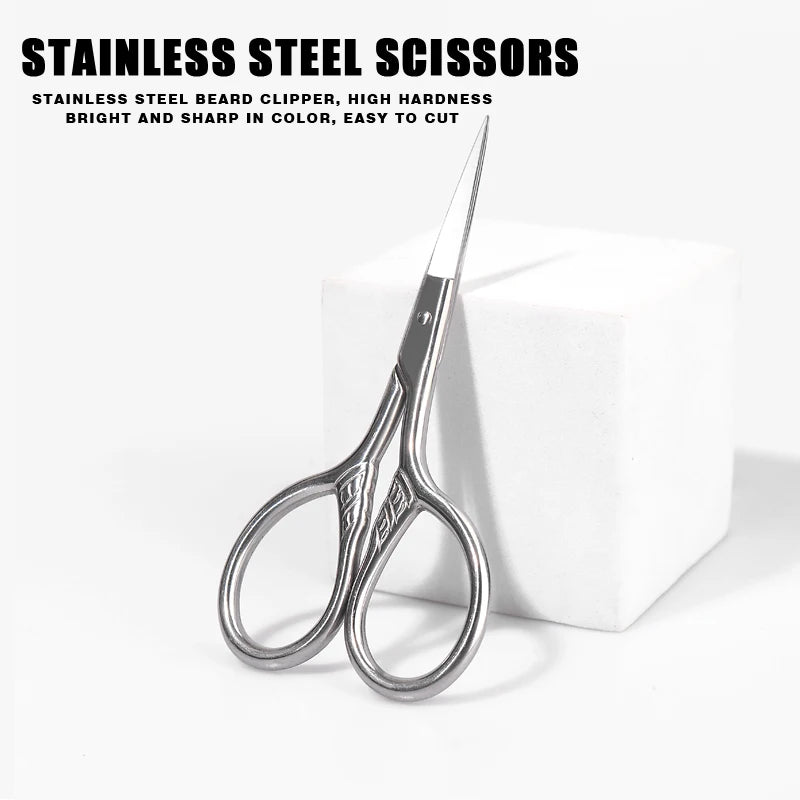 Men's Beard Grooming Kit - Double-Sided Comb + Scissors + Beard Brush with Storage Bag