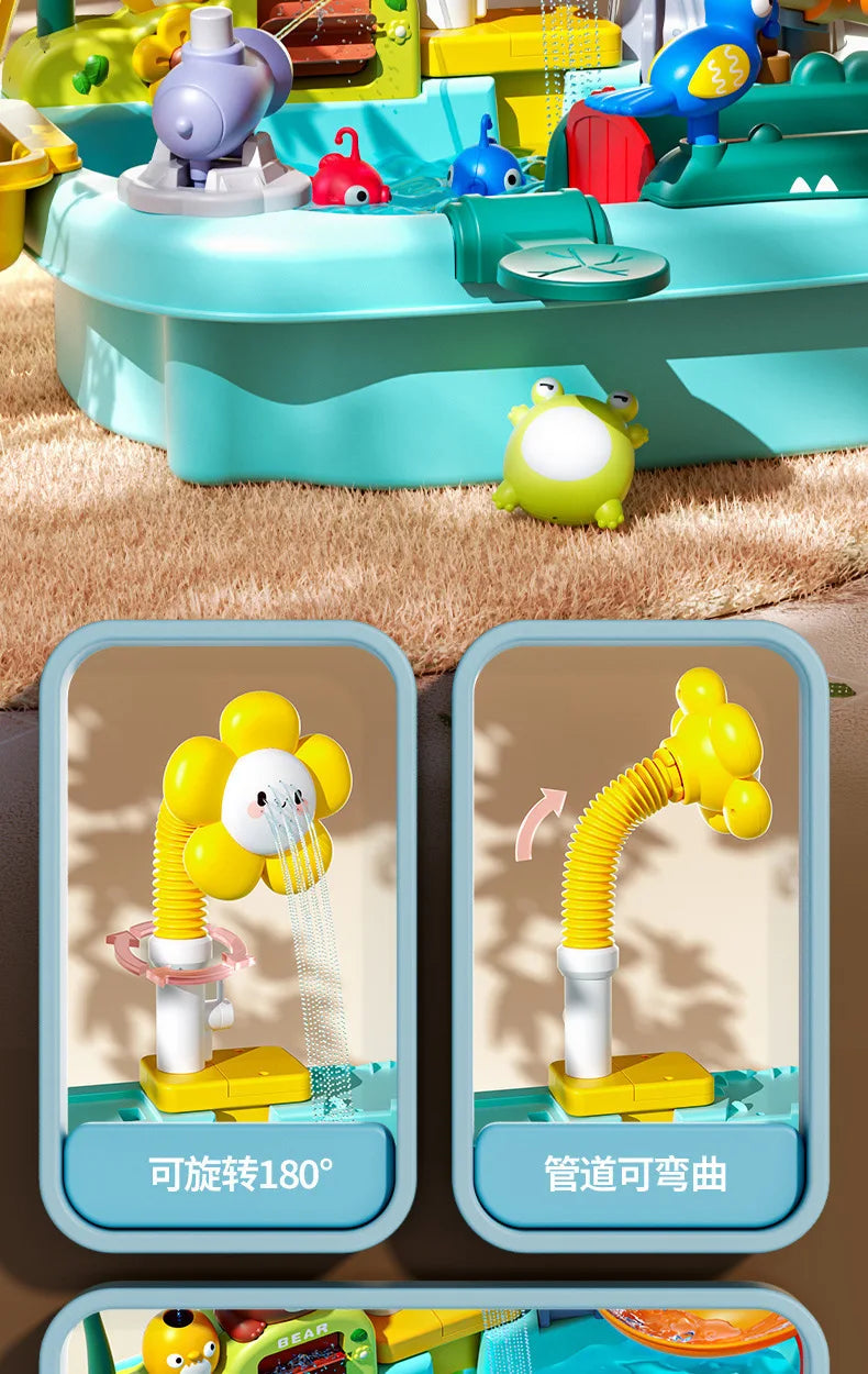 Children's kitchen toys electric fun water play water wash basin fishing dishwashing home role-playing baby early education toy