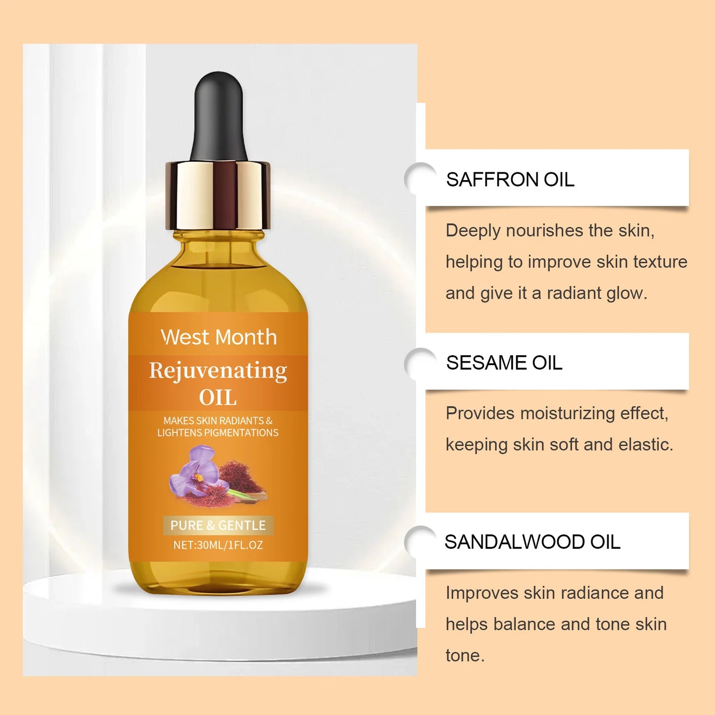 Saffron Serum Anti Wrinkle Lifting Firm Moisturize Smooth Soften Increasing Skin Elasticity Prevent Dryness Facial Essential Oil