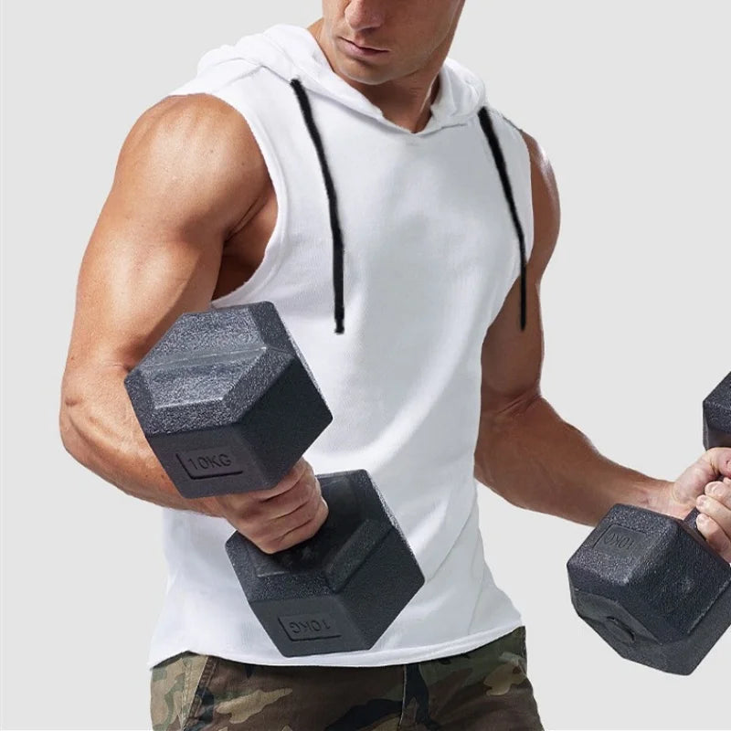 M-3XL Men's Tank Tops Vest Sleeveless Tees Hooded Male T Shirt Gym Exercise Sports Golf Shirt Korean Style Casual Solid Color