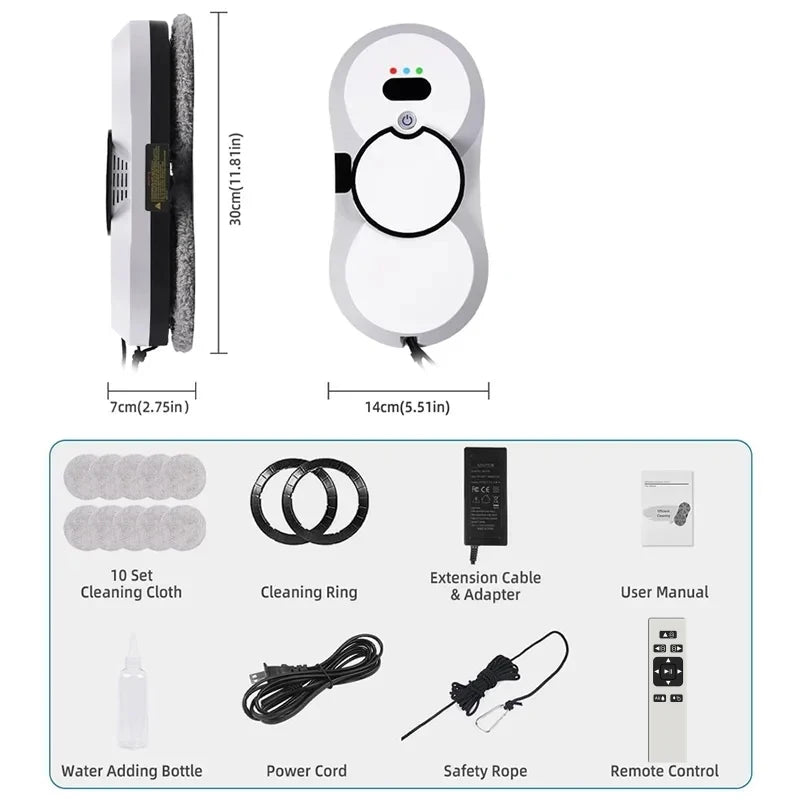Auto Window Cleaning Robot with UPS System, Intelligent Vacuum & Mop Combo for Glass Floor Home Office Smart Appliance