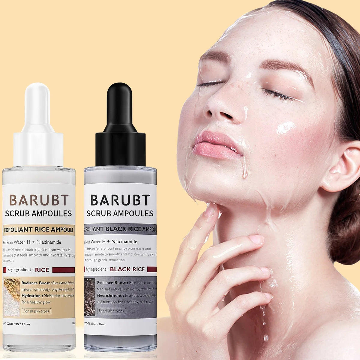 Peel Shot Glow Rice Ampoule Serums for Brightening, Exfoliating, and Moisturizing - Suitable for All Skin Types