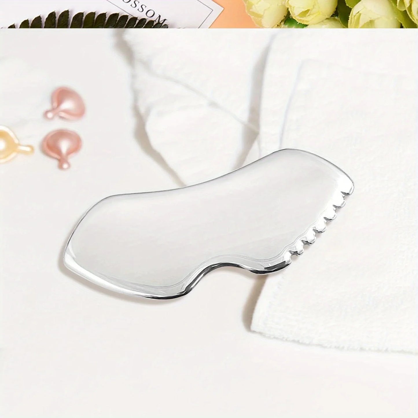 Gua Sha Stainless Steel, Metal Face Gua Sha for Jawline Sculpting, Guasha Tool Face Body Gua Sha (Silvery), Guasha Board