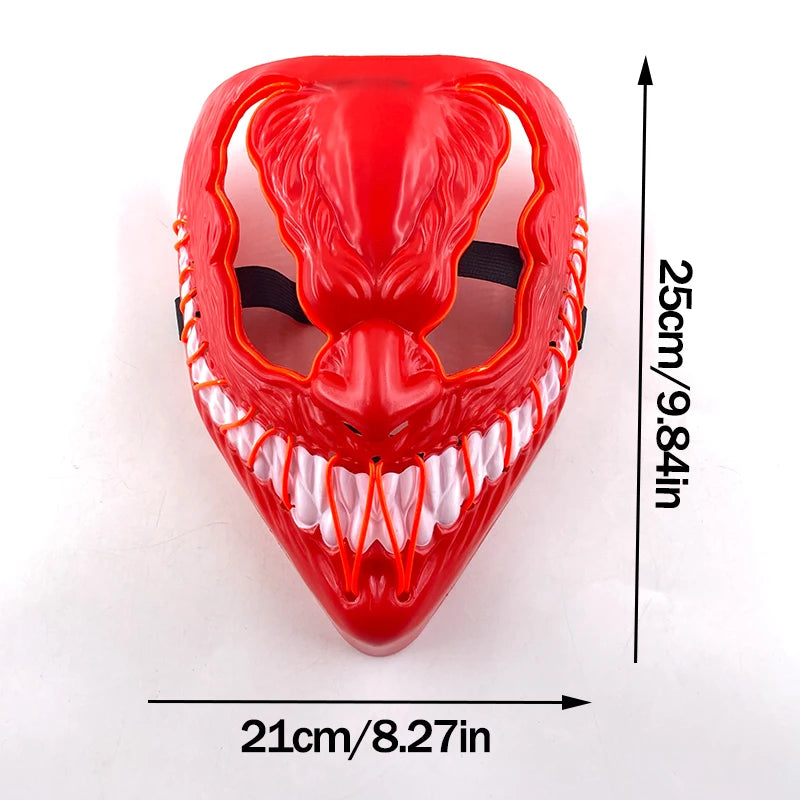 Hot Sales Halloween Horror Mask LED Neon Light up Mask Carnival Party Scary Mask Cosplay LED Mask Glow Party Supplies Dropship