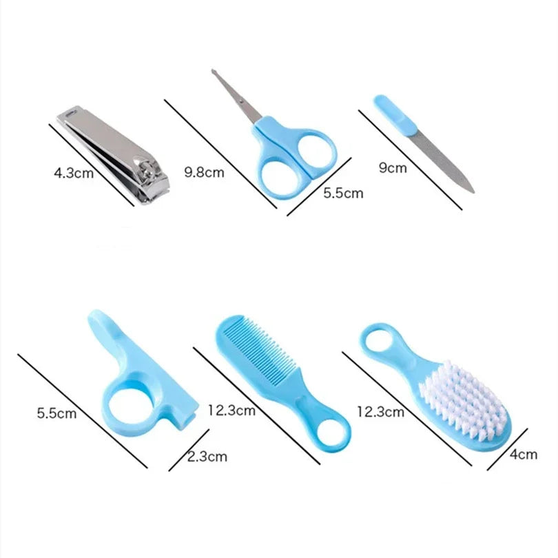 6pcs Baby Care Set Hair Comb Grooming Brush Set Nail Trimmer Scissors Clipper Hygiene Kit Healthcare Tools Sets for Toddler Gift