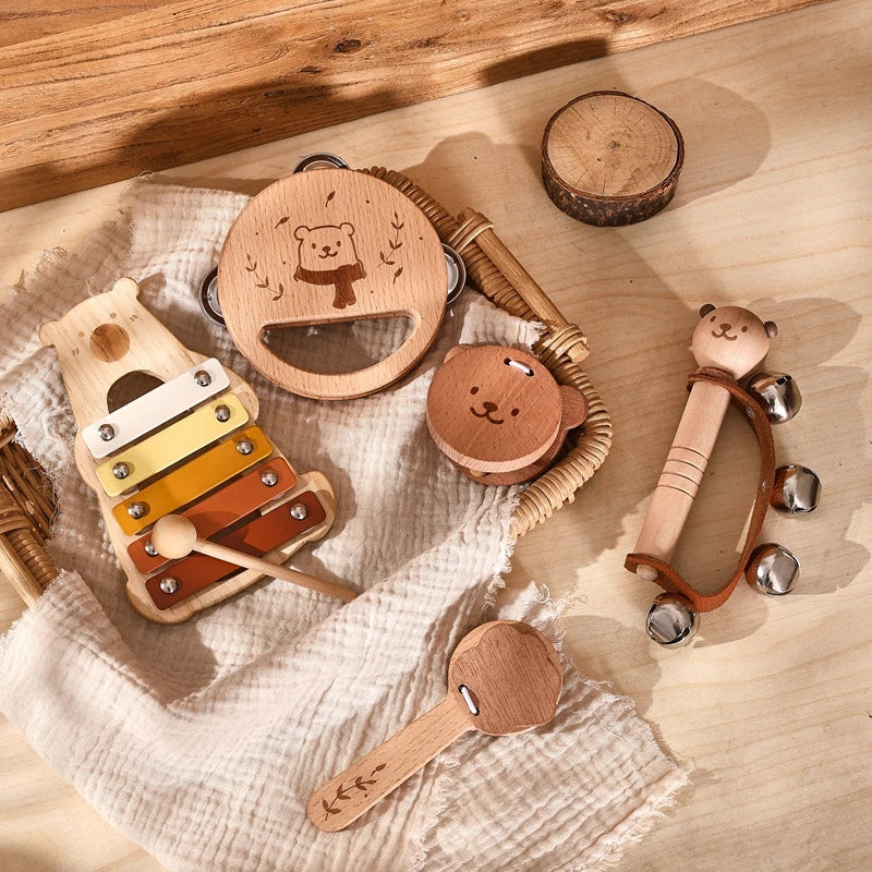 Montessori Toys Baby Music Toys Musical Instrument Wooden Educational Toys Baby 0 3 Years Toys Bear Xylophone Children toys