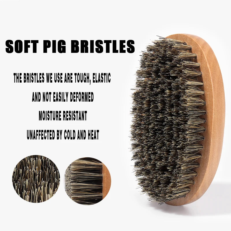 Men's Beard Grooming Kit - Double-Sided Comb + Scissors + Beard Brush with Storage Bag