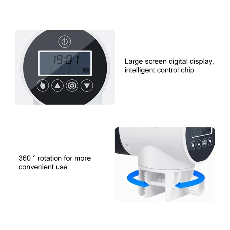 Automatic Aquarium Feeder Intelligent Timing Feeder Fish Tank Gold Fish Feeder Large Capacity Turtle Smart LCD Display Dispenser