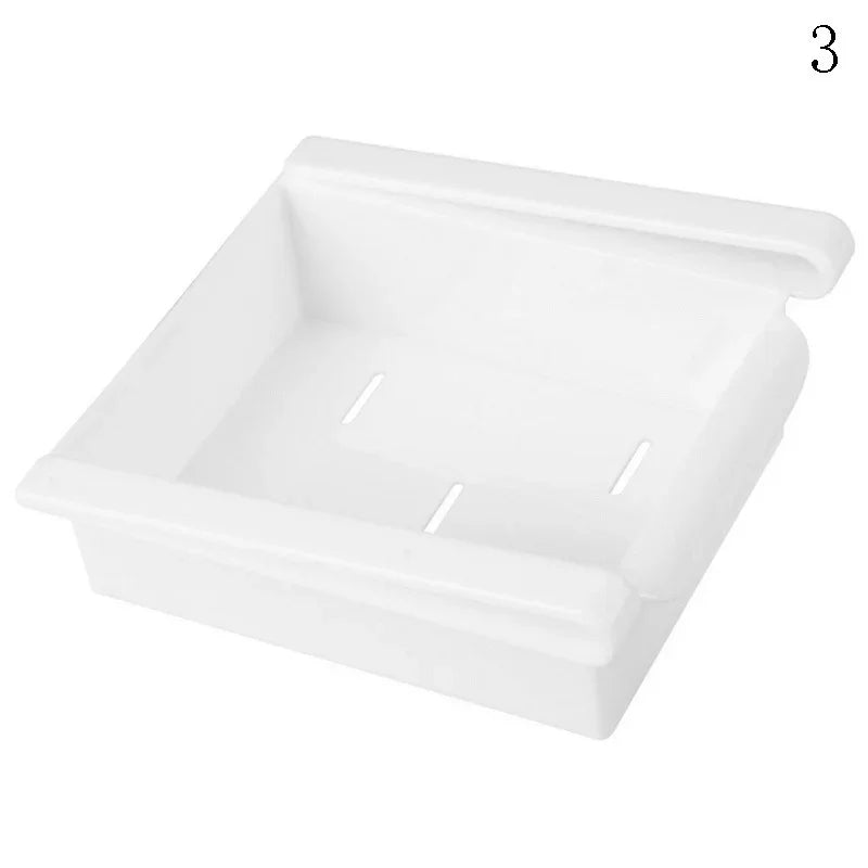 Slide Kitchen Fridge Freezer Space Saver Organizer Storage Rack Shelf Holder Kitchen Refrigerator Storage Box Food Container