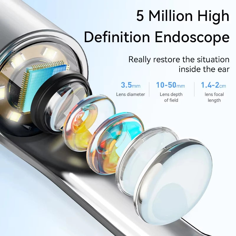 Smart ear cleaner with wireless camera and LED light offers high-precision ear wax removal as a wireless otoscope cleaning kit