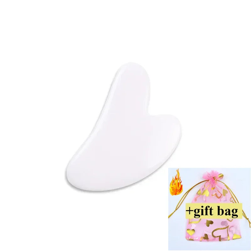 Gua Sha Massage Board for Face Rose Pink Guasha Set Plate Jade Face Massager Scrapers Tools for Face Neck Back Body