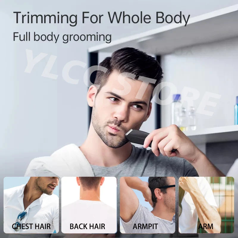 Men's Electric Groin Hair Trimmer Pubic Hair Trimmer Body Grooming Clipper for Men Bikini Epilator Rechargeable Shaver Razor