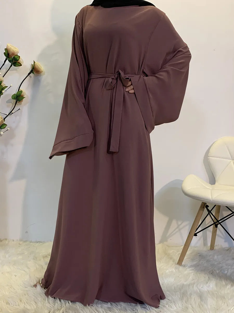 Muslim Women Arabic Dubai Eid Abaya Plus Size Long Dress Modest Ramadan Solid Color Prayer Robe Kaftan Femme Islamic Clothing