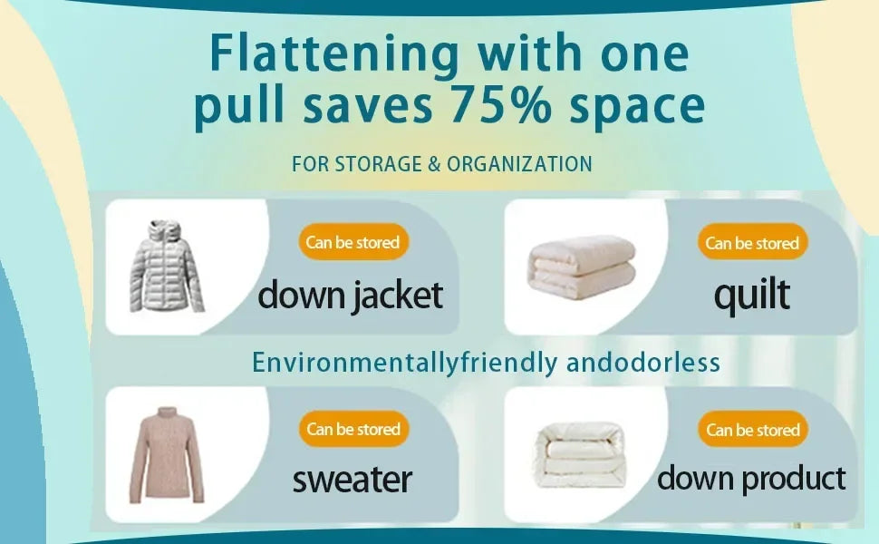 Space saver vacuum storage bags with Hand Pump for Travel Organizer Bags for Comforters, Blankets, Bedding,Packing Bags