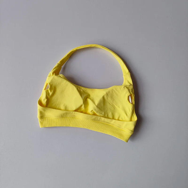 Sports Bra Women Shockproof Seamless Halter Top High Support Push-up Open Back Gym Wear Fitness Yoga Workout Underwear