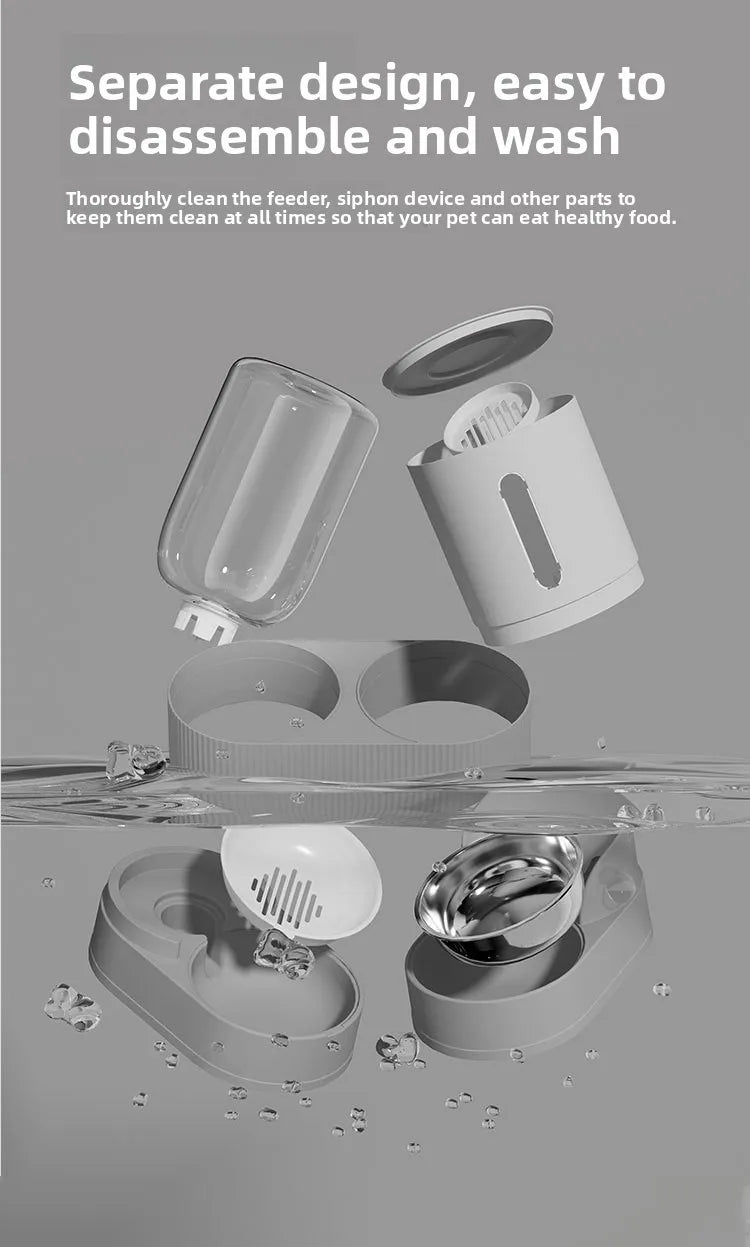 Automatic Pet Feeder and Waterer 2 in 1, Large Capacity Dry Wet Food Separate Dispenser with Timer, Smart Cat Bowl