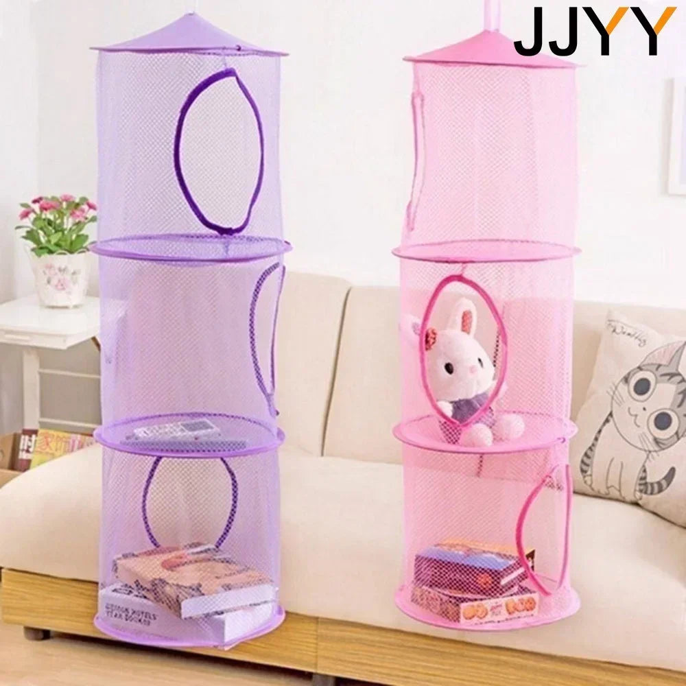 Cylindrical Multi Layer Hanging Wall Storage Organizer Toy Clothes Bag for Home Organization